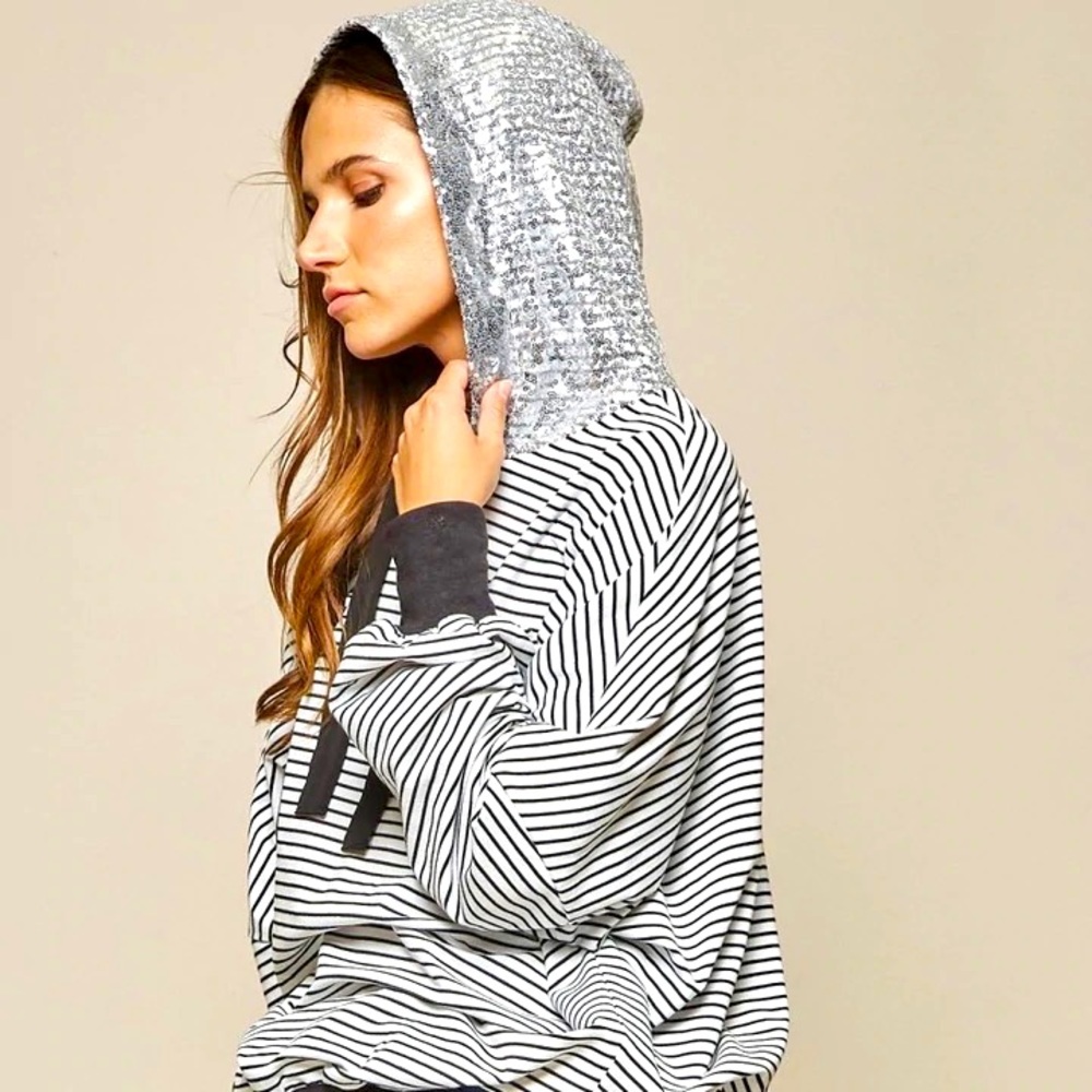Sequin Hoodie Lightweight Sweatshirt